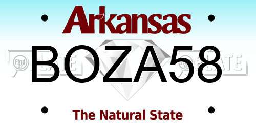 BOZA58 Arkansas License Plate