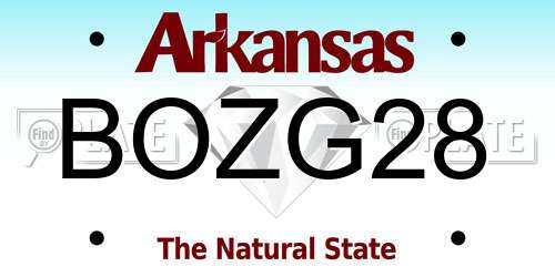 BOZG28 Arkansas License Plate