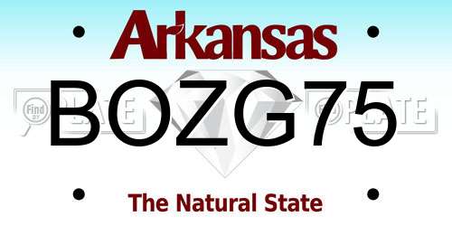 BOZG75 Arkansas License Plate