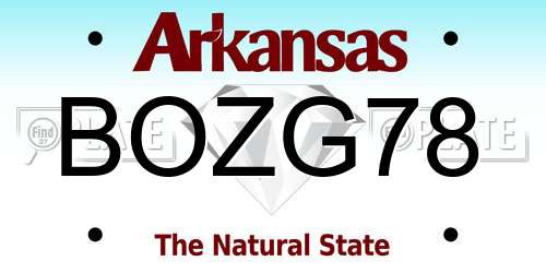 BOZG78 Arkansas License Plate