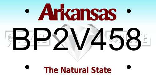BP2V458 Arkansas License Plate
