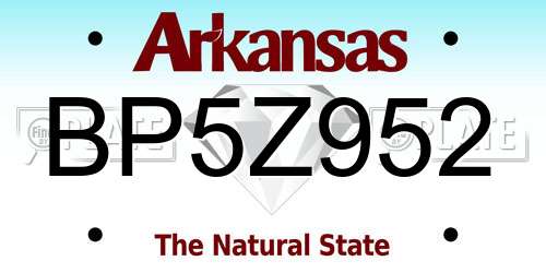 BP5Z952 Arkansas License Plate