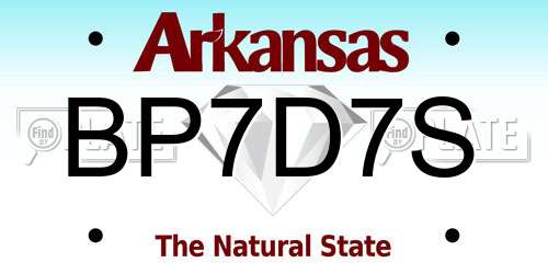 BP7D7S Arkansas License Plate
