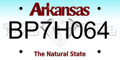 BP7H064 Arkansas License Plate