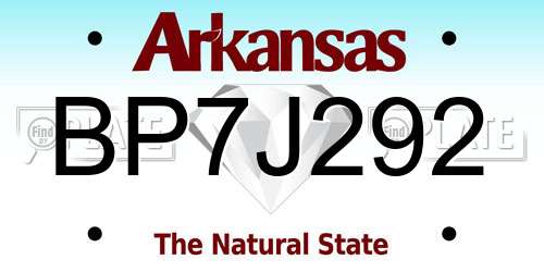 BP7J292 Arkansas License Plate