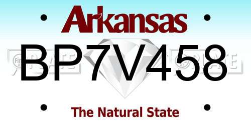 BP7V458 Arkansas License Plate