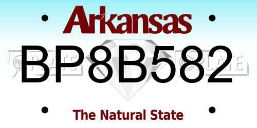 BP8B582 Arkansas License Plate