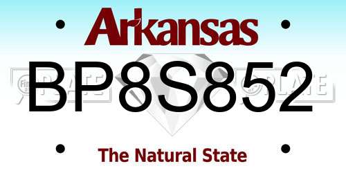 BP8S852 Arkansas License Plate
