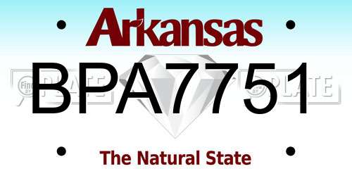 BPA7751 Arkansas License Plate