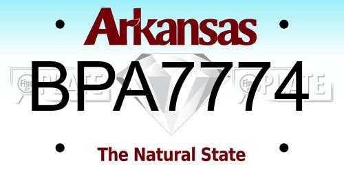 BPA7774 Arkansas License Plate