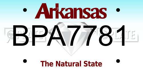 BPA7781 Arkansas License Plate