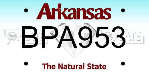 BPA953 Arkansas License Plate