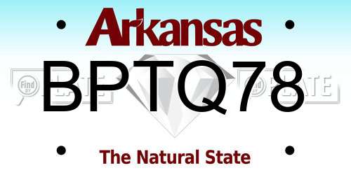 BPTQ78 Arkansas License Plate