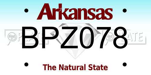 BPZ078 Arkansas License Plate