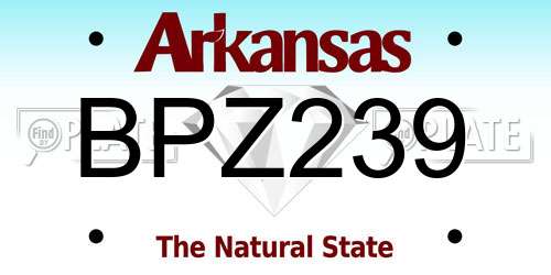 BPZ239 Arkansas License Plate