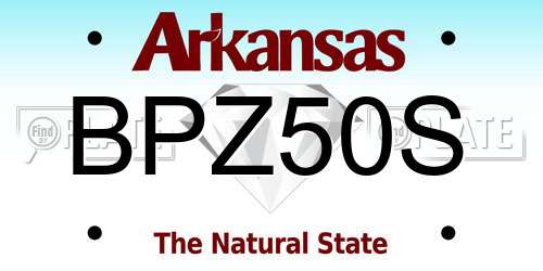 BPZ50S Arkansas License Plate