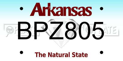 BPZ805 Arkansas License Plate