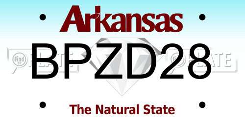 BPZD28 Arkansas License Plate