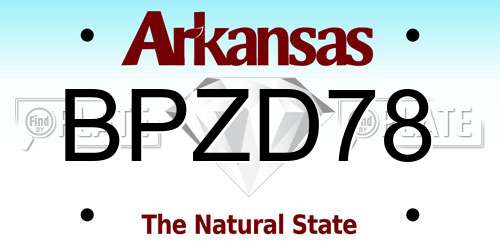 BPZD78 Arkansas License Plate