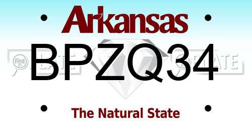 BPZQ34 Arkansas License Plate