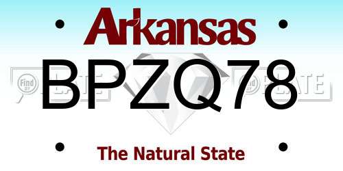BPZQ78 Arkansas License Plate