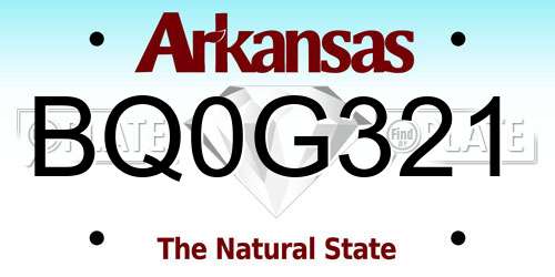 BQ0G321 Arkansas License Plate