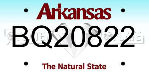 BQ20822 Arkansas License Plate