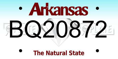 BQ20872 Arkansas License Plate
