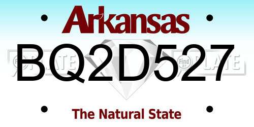 BQ2D527 Arkansas License Plate