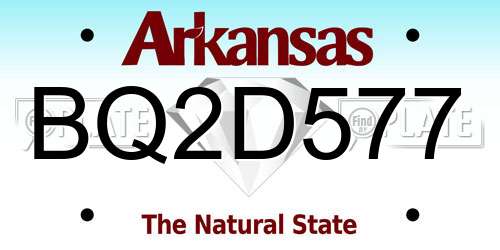 BQ2D577 Arkansas License Plate