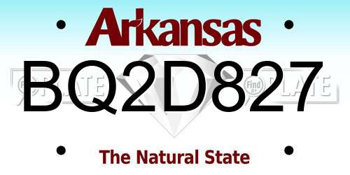 BQ2D827 Arkansas License Plate