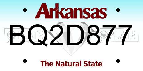 BQ2D877 Arkansas License Plate