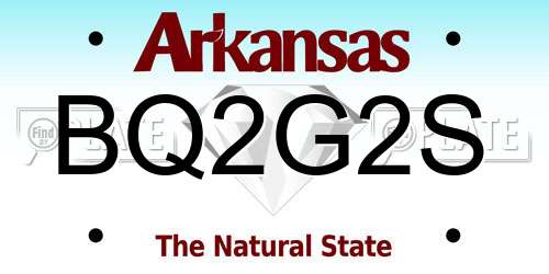 BQ2G2S Arkansas License Plate