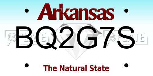 BQ2G7S Arkansas License Plate