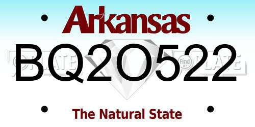 BQ2O522 Arkansas License Plate