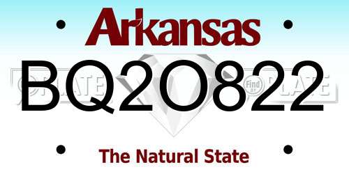 BQ2O822 Arkansas License Plate