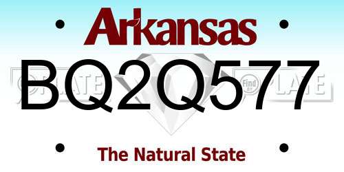 BQ2Q577 Arkansas License Plate