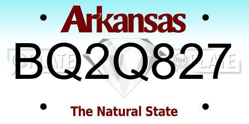 BQ2Q827 Arkansas License Plate