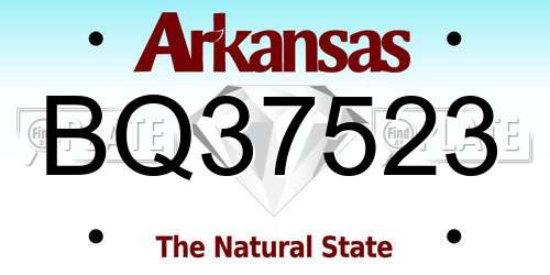 BQ37523 Arkansas License Plate