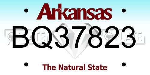 BQ37823 Arkansas License Plate