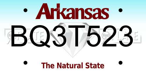 BQ3T523 Arkansas License Plate