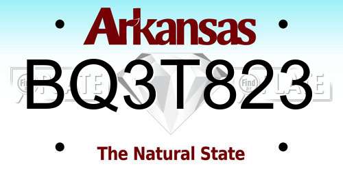BQ3T823 Arkansas License Plate