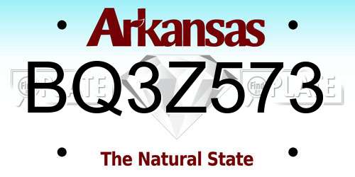 BQ3Z573 Arkansas License Plate