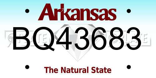 BQ43683 Arkansas License Plate