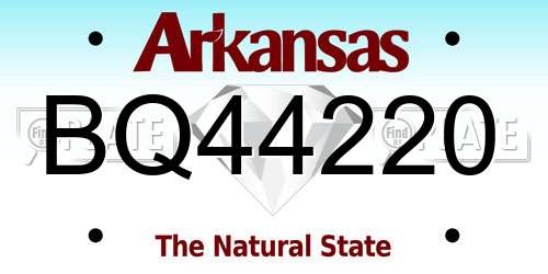BQ44220 Arkansas License Plate