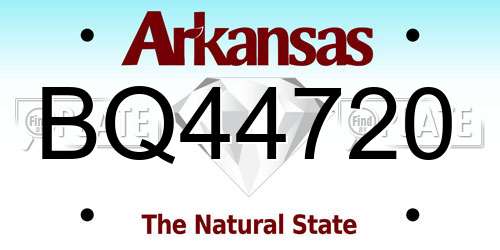 BQ44720 Arkansas License Plate