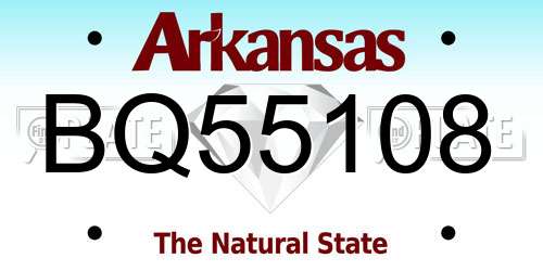BQ55108 Arkansas License Plate