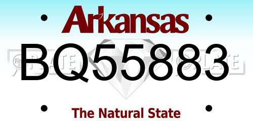 BQ55883 Arkansas License Plate