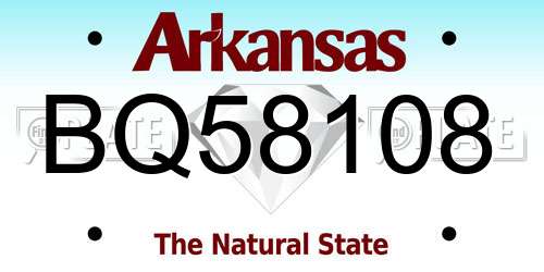 BQ58108 Arkansas License Plate
