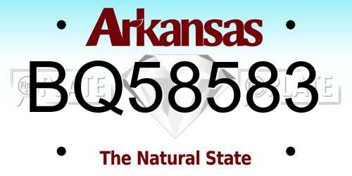 BQ58583 Arkansas License Plate